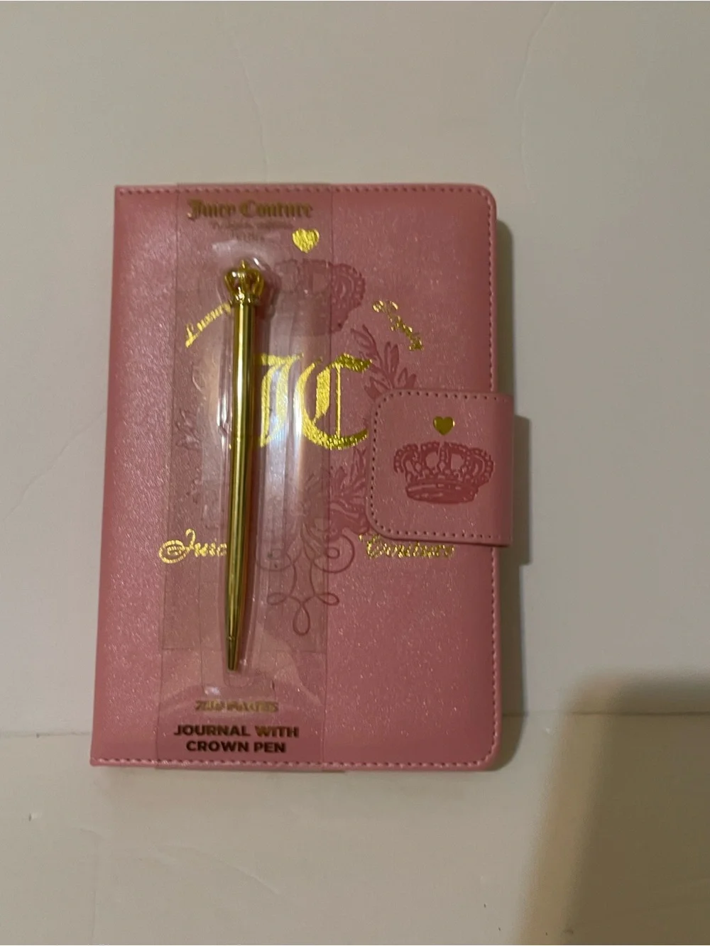 Juicy Couture Pink Journal with Gold Lettering & Crown Topped Pen - NWT **